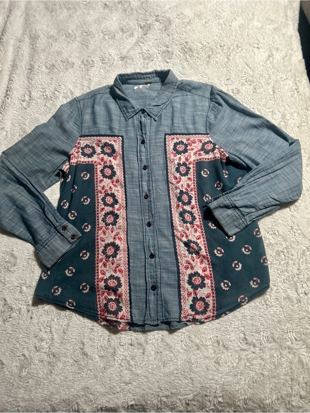 Free People Floral Americana Button Down Large